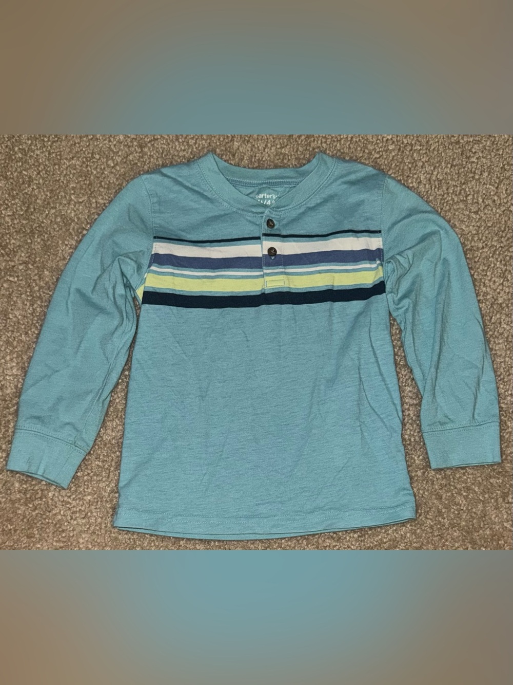 Carter's Light Blue Striped Henley Long Sleeve Tee
